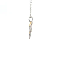 10K 2 Tone Gold 0.02cttw Diamond Butterfly Pendant, 18"