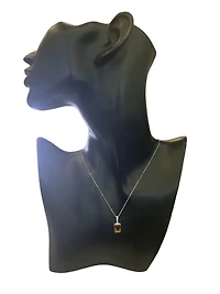 14K White Gold 1.30cttw Citrine and 0.05cttw Diamond Pendant, 18"