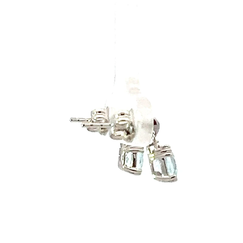10K White Gold 1.20cttw Genuine Aquamarine and 0.01cttw Diamond Earrings