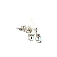 10K White Gold 1.20cttw Genuine Aquamarine and 0.01cttw Diamond Earrings