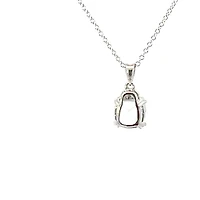 10K White Gold 6.0mm Cushion Cut Aquamarine & 0.01cttw Diamond Pendant - 18"