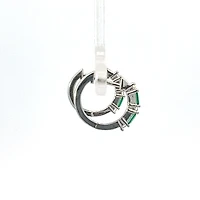 925 Sterling Silver Green and White Cubic Zirconia Huggies
