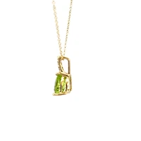 10K Yellow Gold 8mm Trillion Cut Peridot and 0.059cttw Diamond Pendant - 18 inches