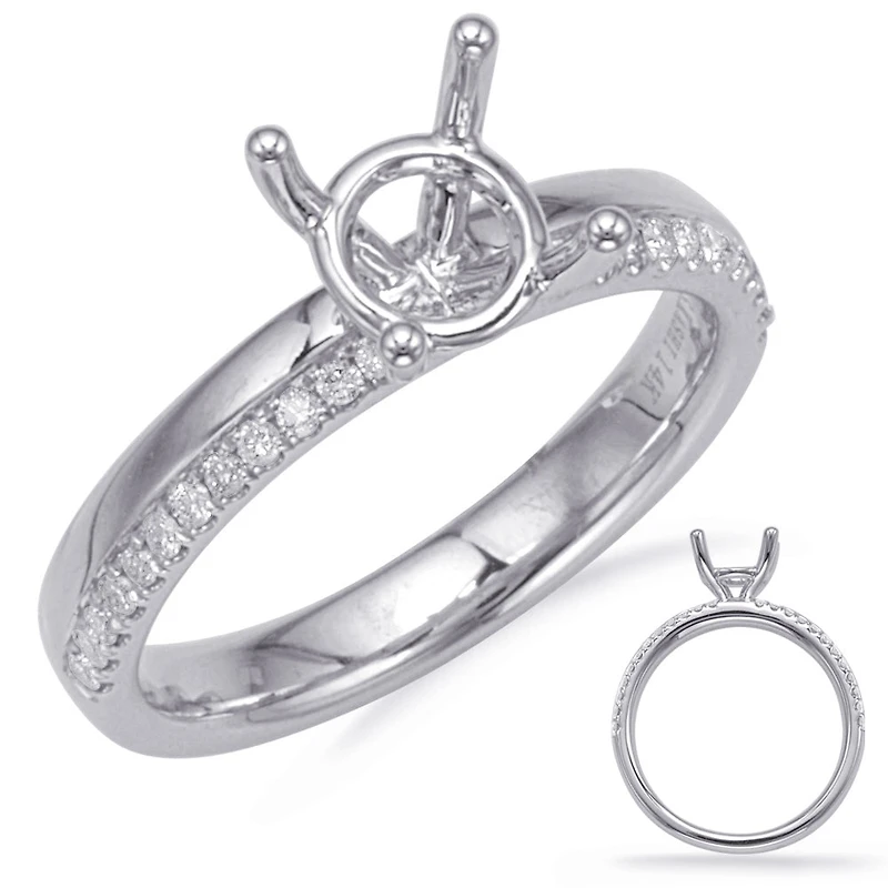 14K 2 Tone Round Brilliant Cut Diamond Ring - Mount Only (No centre diamond) / Gold