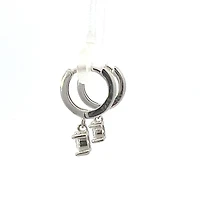 925 Sterling Silver Huggies with Dangling Cubic Zirconia