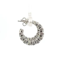925 Sterling Silver 3.5mm Cubic Zirconia Half Hoop Studs - 18mm