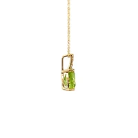 10K Yellow Gold 8mm Trillion Cut Peridot and 0.059cttw Diamond Pendant - 18 inches