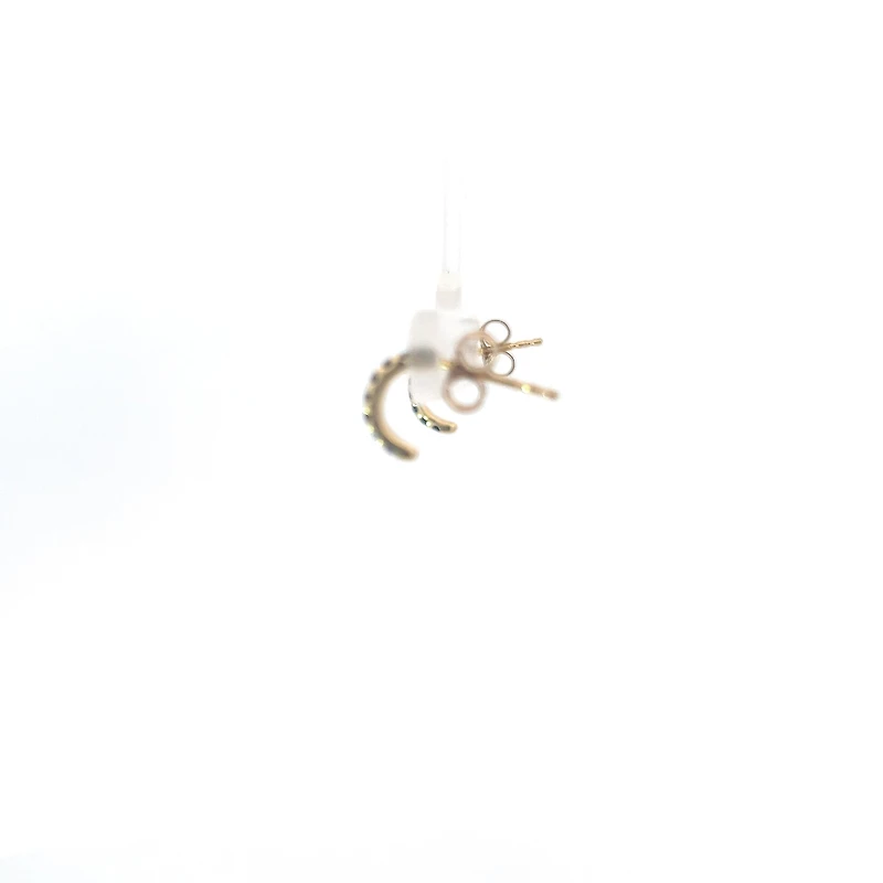 10K Yellow Gold Sapphire & Diamond Half Hoop Earrings