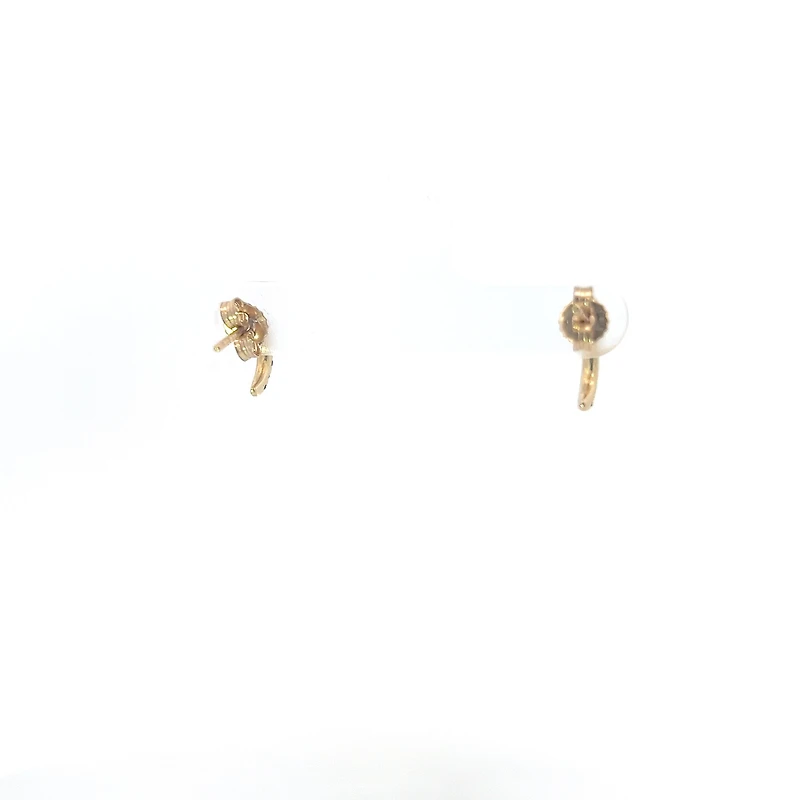 10K Yellow Gold Sapphire & Diamond Half Hoop Earrings