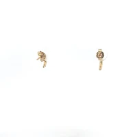 10K Yellow Gold Sapphire & Diamond Half Hoop Earrings