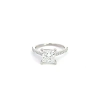 14K White Gold 2.33Cttw Lab Grown Princess Cut Diamond Engagement Ring - /