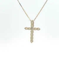 10K Yellow Gold 0.25 cttw Diamond Cross Pendant, 18"