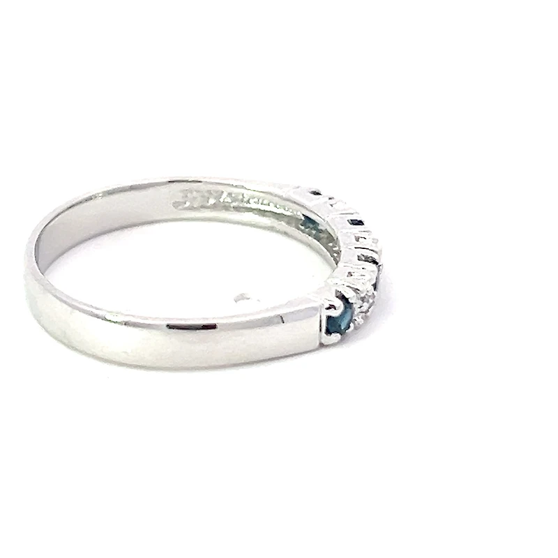 10K White Gold 0.02cttw Diamond with Sapphire Ring - Size 6.5 - 4.5