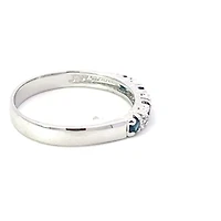 10K White Gold 0.02cttw Diamond with Sapphire Ring - Size 6.5 - 4.5