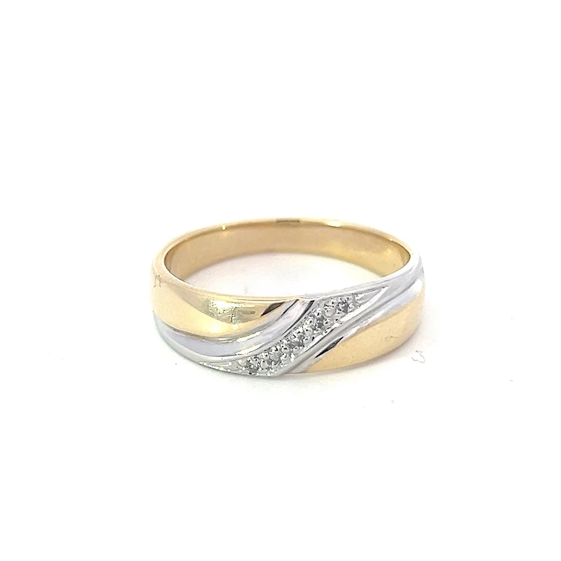 10K White & Yellow Gold 0.05cttw Diamond Gents Ring, size 10 - 4.5
