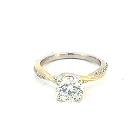 14K White & Yellow Gold 1.60cttw Lab Grown Round Brilliant Cut Diamond Ring