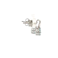 10K White Gold Diamond and Aquamarine Earrings