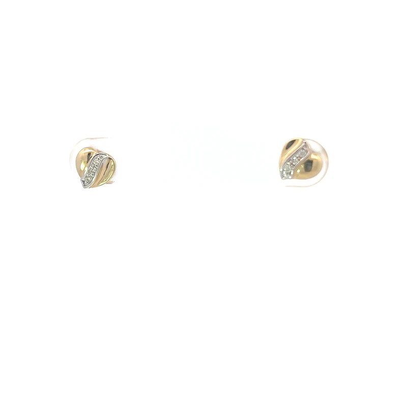 10K Yellow Gold 0.04cttw Diamond Heart Stud Earrings