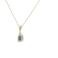 10K Yellow Gold Sapphire and Diamond Pendant - 18 inches