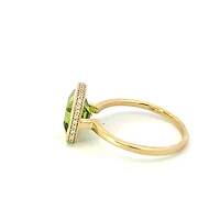 14K Yellow Gold Peridot and Diamond Ring - Size 7