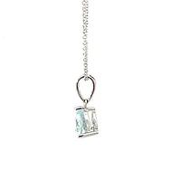 10K White Gold 6.0mm Trillion Cut Aquamarine Pendant - 18"
