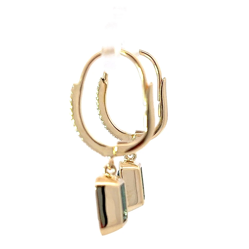14K Yellow Gold Blue Topaz and Diamond Dangle Earrings