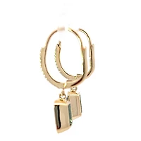 14K Yellow Gold Blue Topaz and Diamond Dangle Earrings