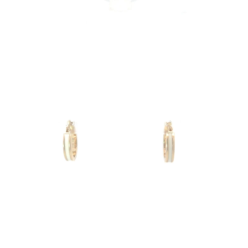 10K Yellow Gold Enamel Hoop Earrings