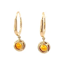 14K Yellow Gold Citrine and Diamond Dangle Earring