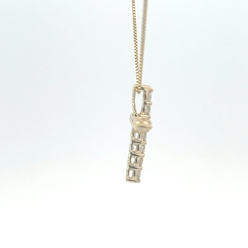 10K Yellow Gold 0.25 cttw Diamond Cross Pendant, 18"