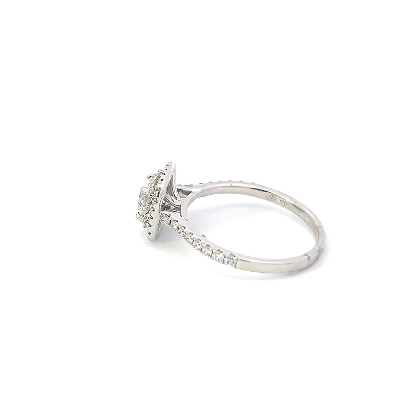18K White Gold 0.95cttw Lab Grown Diamond Double Halo Engagement Ring