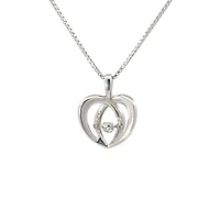 Sterling Silver 0.05cttw Diamond Heart Pulse Pendant, 18"
