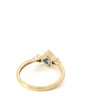 10K Yellow Gold London Blue Topaz and Diamond Ring, size 7 - 4.5