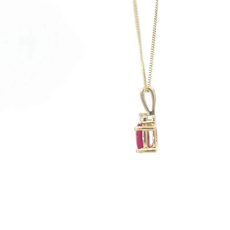 10K Yellow Gold Ruby and Diamond Necklace, 18"
