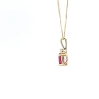 10K Yellow Gold Ruby and Diamond Necklace, 18"
