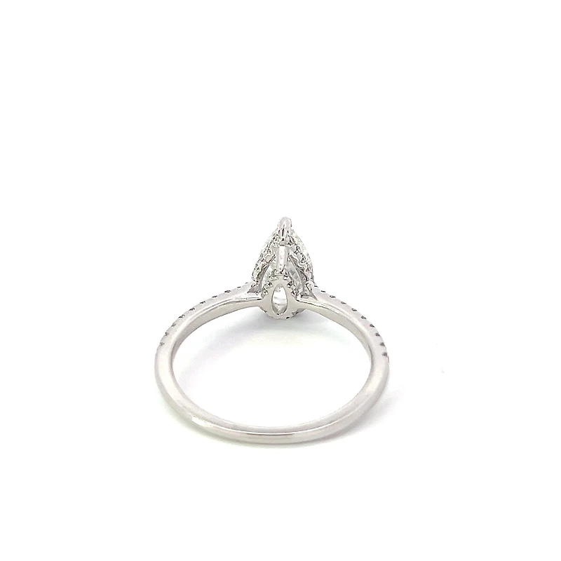 18K White Gold 1.25cttw Pear Shape and Hidden Halo Lab Grown Diamond Engagement Ring - 4.5