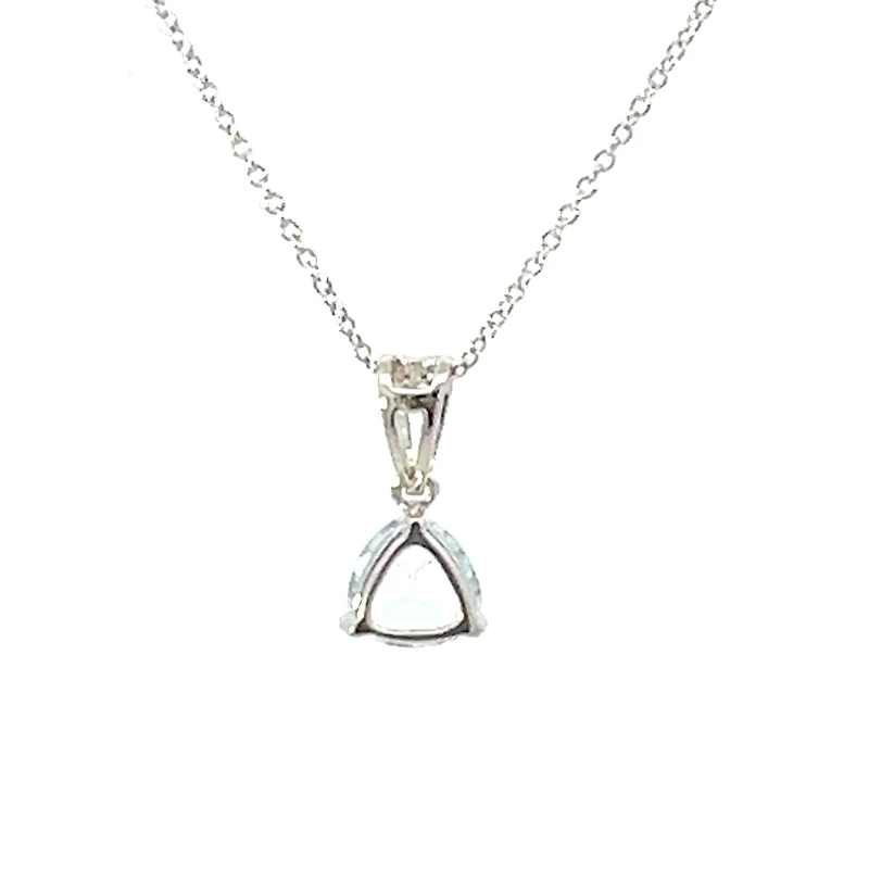 10K White Gold 6.0mm Trillion Cut Aquamarine Pendant - 18"