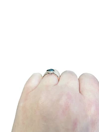 14K Rose Gold 0.91cttw Blue Topaz and 0.09cttw Diamond Ring - Size 6