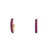 10K Yellow Gold 0.25cttw Ruby Hoop / Huggie / Hinged Earrings