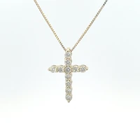 10K Yellow Gold 0.25 cttw Diamond Cross Pendant, 18"