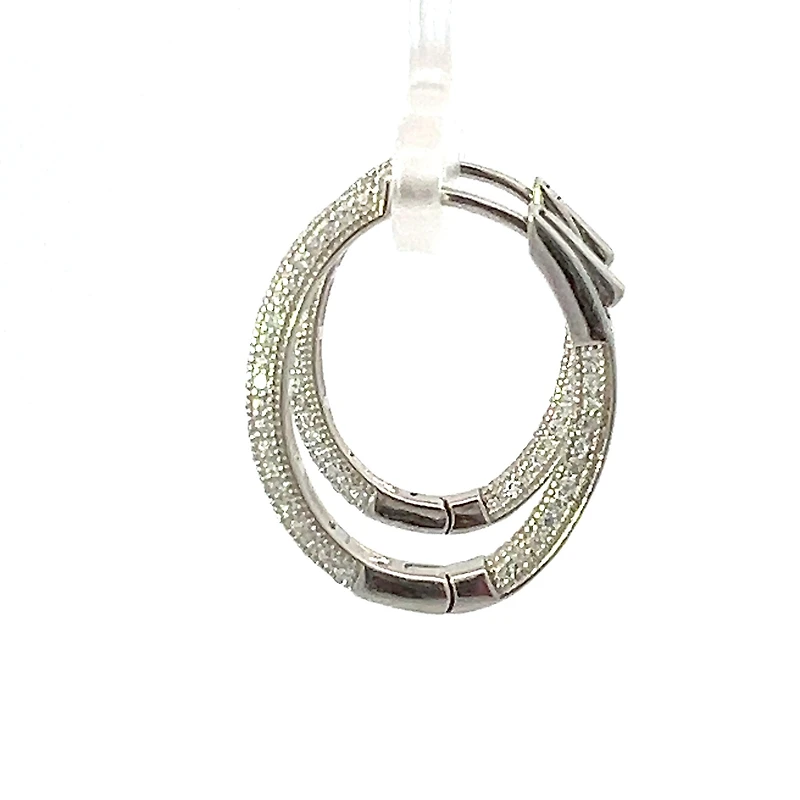 925 Sterling Silver Cubic Zirconia Oval Huggies
