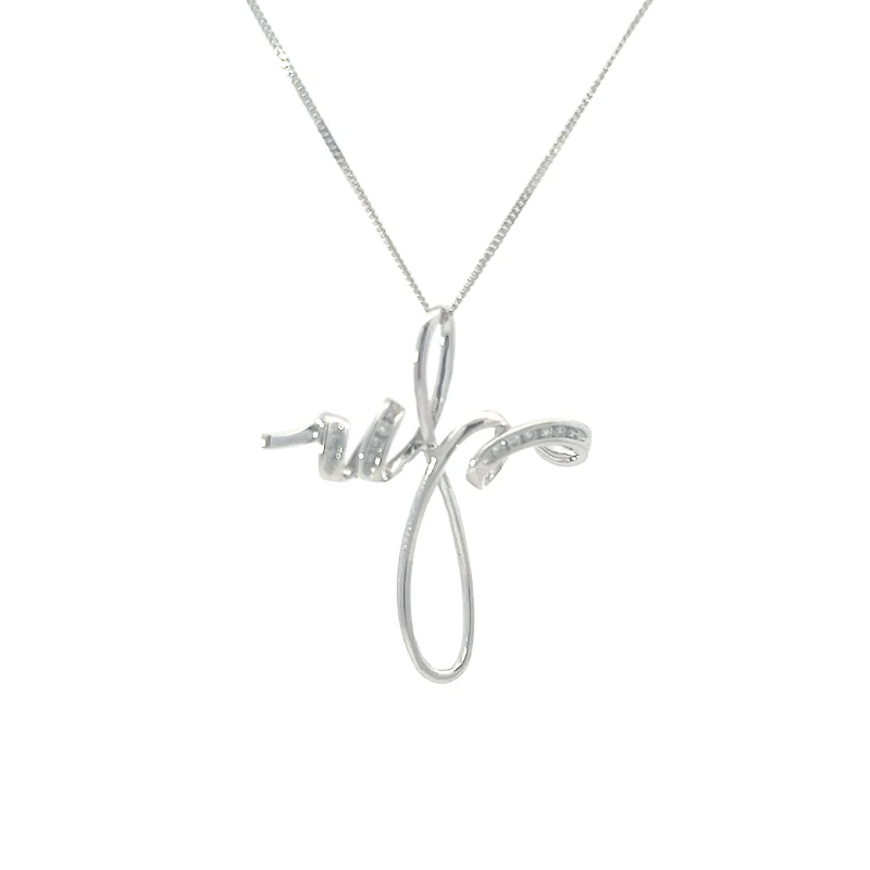 10K White Gold cttw Diamond Cross Pendant