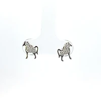 925 Sterling Silver Cubic Zirconia Horse Earrings