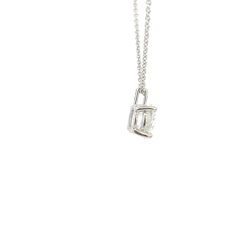 14K White Gold 2.11cttw Lab Grown Diamond Solitaire Necklace with Rolo Chain (Lobster Clasp) - Adjustable 16 - 18 Inches
