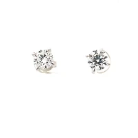 14K White Gold Lab Grown Round Brilliant Cut Diamond Solitaire Claw Set Style Earrings - Carat Total /