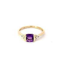 10K Yellow Gold Amethyst and Diamond Ring - 4.5