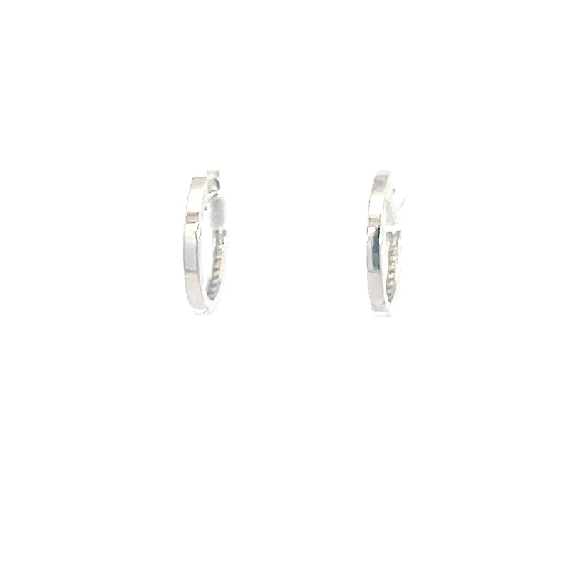 14K White Gold Cubic Zirconia Huggies - 18mm