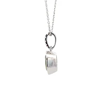 14K White Gold 1.35cttw Peridot and 0.06cttw Diamond Necklace - 18 Inches