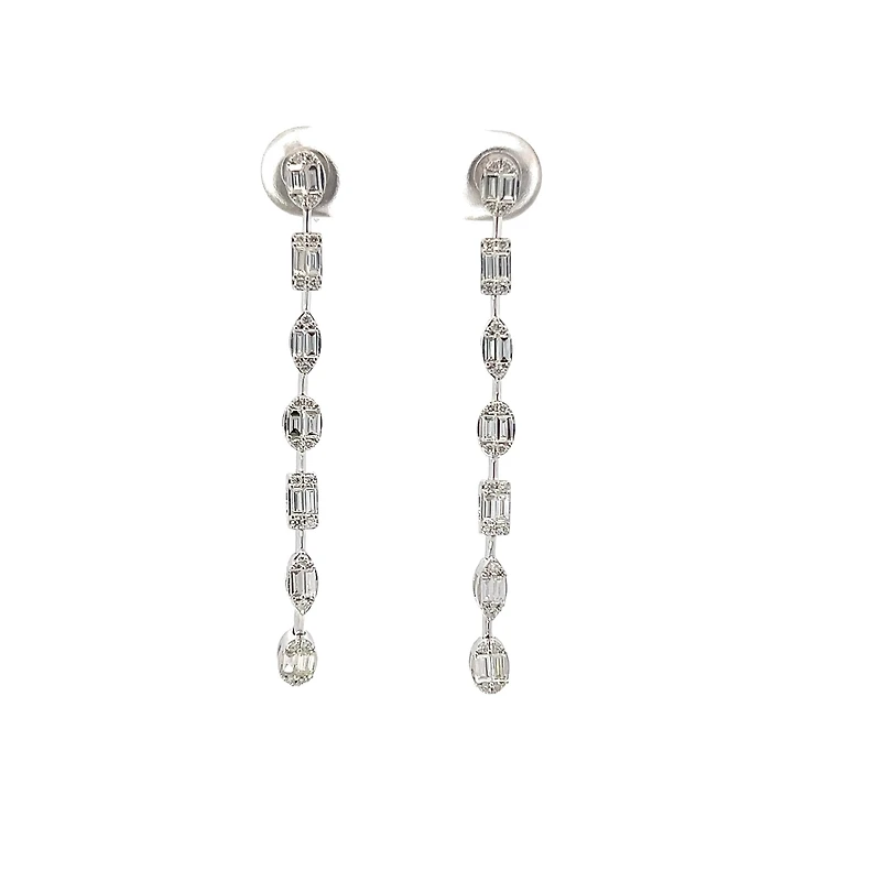 14K White Gold 0.89cttw Diamond Earrings