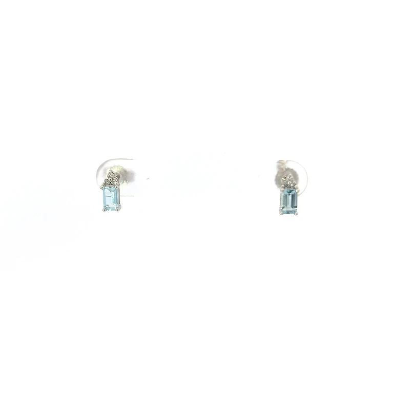 10K White Gold Aquamarine and Diamond Earrings